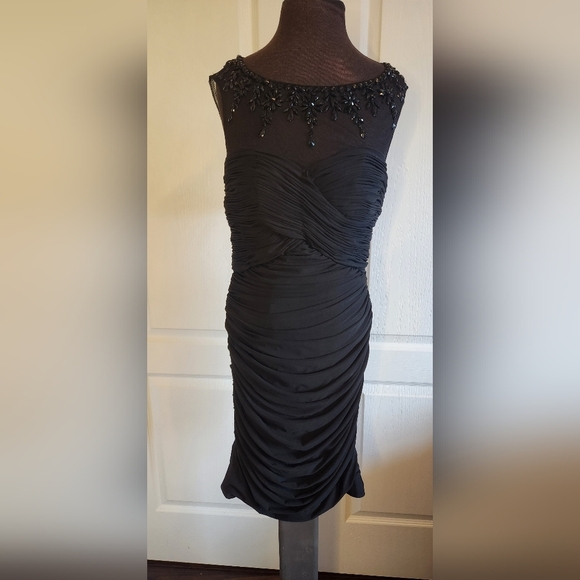 NWT Alyce Paris Black Cocktail Dress with Beaded Neckline Size 4 - Picture 3 of 9